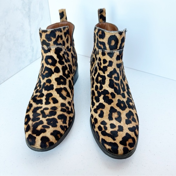 Franco Sarto Leopard Print Calf Hair Booties 8 - Picture 5 of 9
